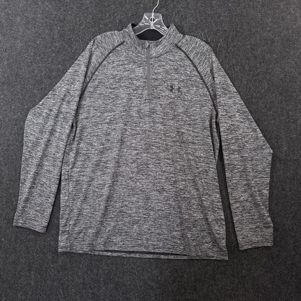 Under Armour Pullover Men's Large Heather Gray 1/4 Zip HeatGear Training Top